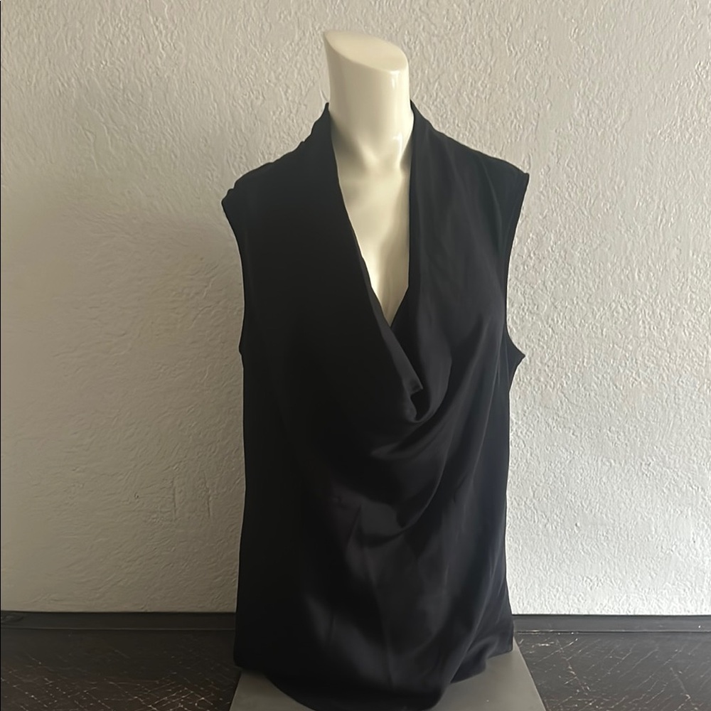Theory Black Asymmetrical Sleeveless Blouse